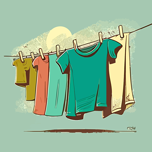 Clothes Line, Clothes Hanging to Dry, vector, nice color