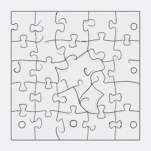 simple vector illustration, line drawing of puzzle