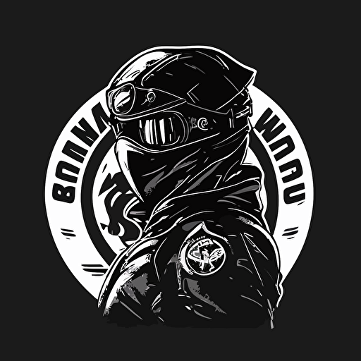 motorcycle club logo, ninja, black and white, simple vectors