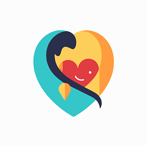 hugging heart, flat vector logo
