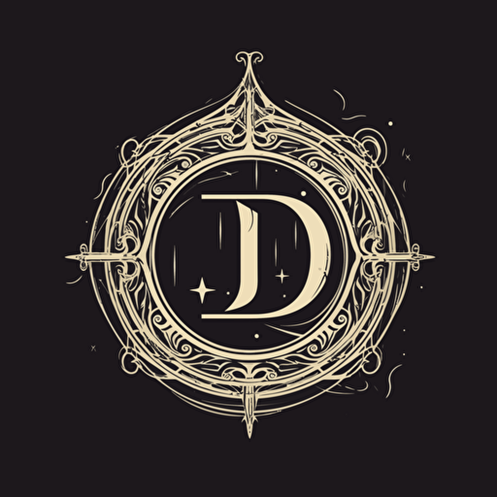 simple logo with letter D, Gothic letteting, Vector