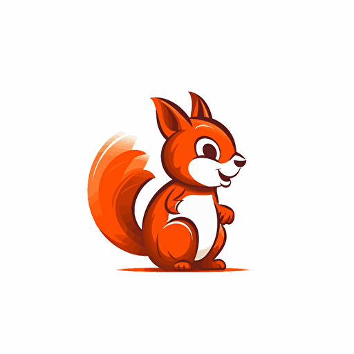 Brand design with a mascot logo of a squirrel in the style of pixar, vector, paul rand