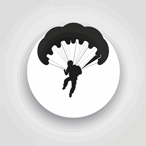 the simplest minimal icon, single color, 2d vector art, skydiving silhouette, black on white paper, no background.