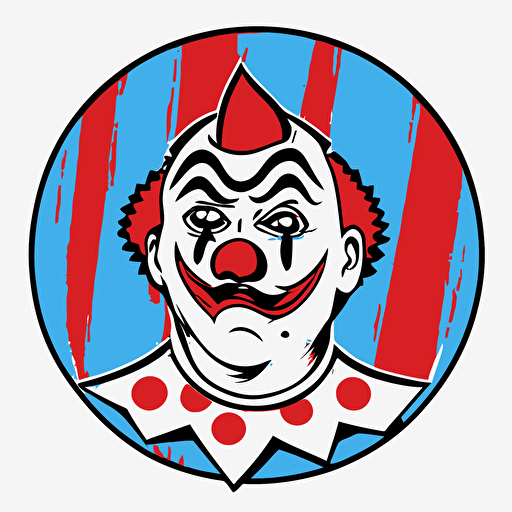 john wayne gacy in clown makeup, sticker, vector