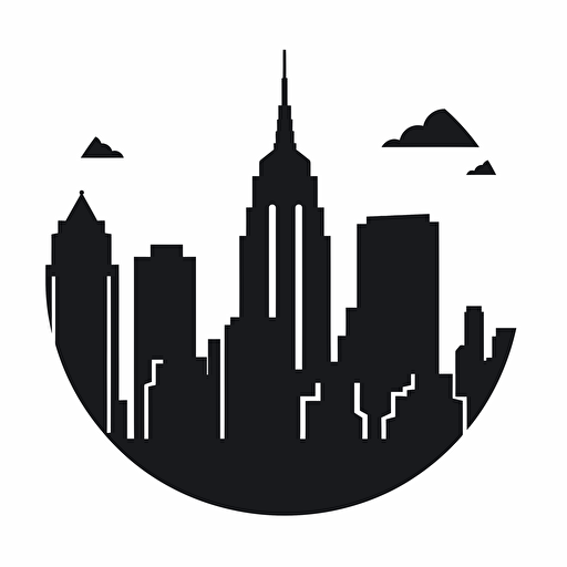 the new york skyline, Vector logo, vector art, simple, cartoon, 2d, emblem