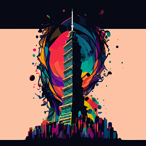 color vector art, taipei 101