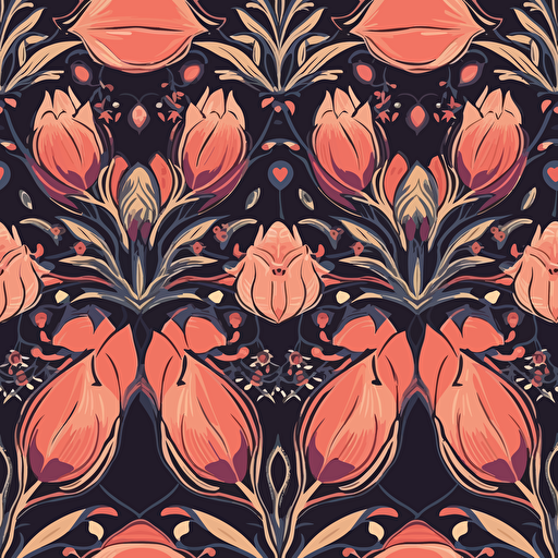 large tulip, floral pattern, vector style