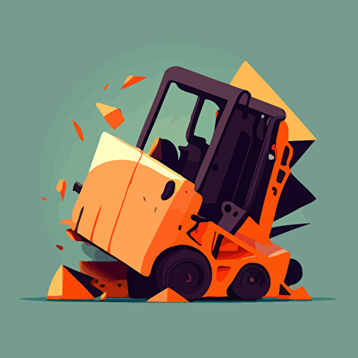 forklift crash, flat vector illustration