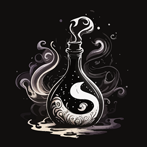 white and black vector illustration of a magic potion