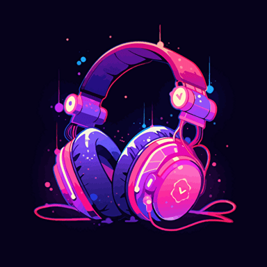 A neon-colored headphone icon, showcasing vibrant and vivid neon colors that create a striking and energetic design, vector illustration,