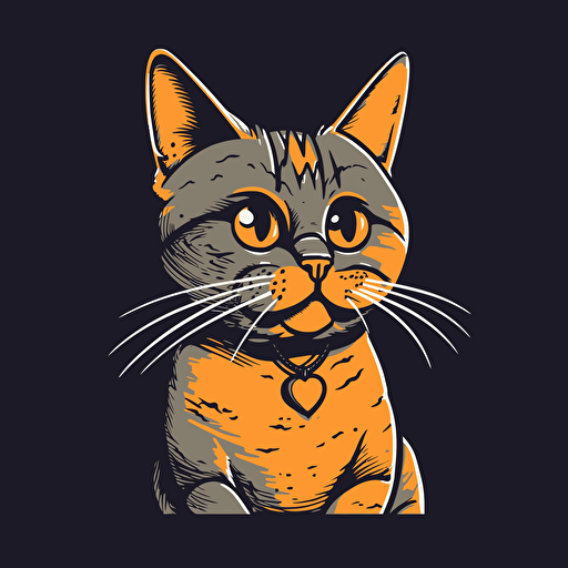vector art style, cat looking doubtful, in the style of Michael Parks
