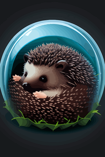 a cute hedgehog curled up in a ball, vector art,