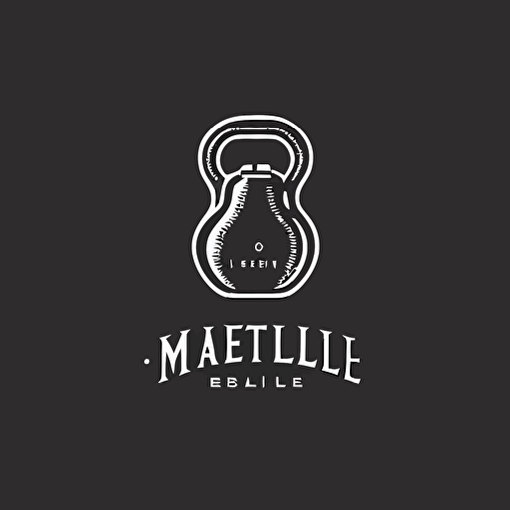 a kettlebell logo, 1mm thick line drawing logo, minimalist line logo, creative logo, 2d logo, flat logo, vector logo, vector logo, modern logo, white logo