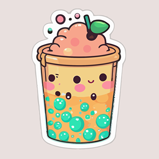 sticker flat vector art,2D kawaii, boba cup,cute,colorful disney-inspired