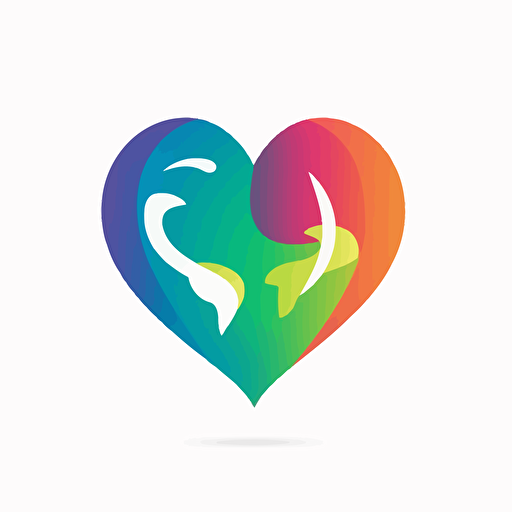 simple elegant logo of an earth heart, vector, colorful