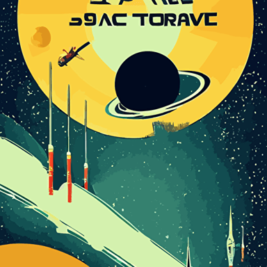 vintage poster space travel poster cover art illustration vector art denoise