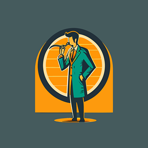 simple logo for doctor looking with magnifying glass for real estate, retro, vector flat, PNG, SVG, flat shading, solid background, mascot, logo, vector illustration, masterwork, 2D, simple, illustrator