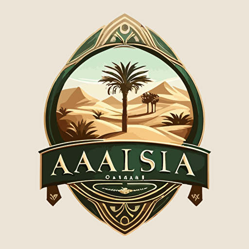 vector logo, with name “Arabia Archive”, clean, minimalist, emblem, oasis