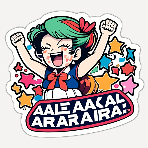 Make America great and glorious again, Sticker, Delighted, Flashy Colors, Anime, Contour, Vector, White Background, Detailed