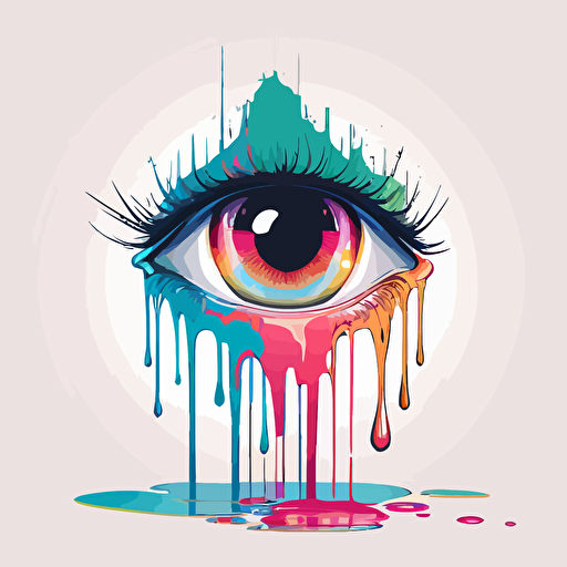 eyeball made of paint drips by moebius, 2d vector art, flat colors