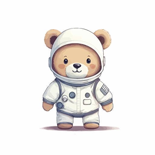 cute teddy like astronaut, vector, pastel color, white background