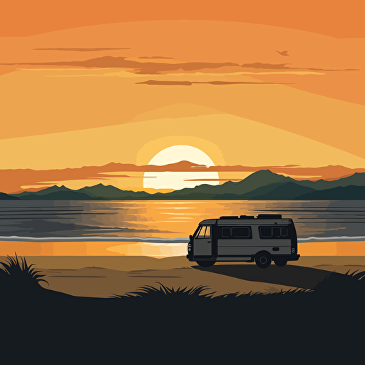 Sprinter Van Beach Sunset Vector