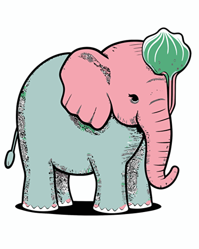 elephant watermelon hybrid, minimalistic, retro aesthetics, vector image, sticker, pastel pantone colors, white background