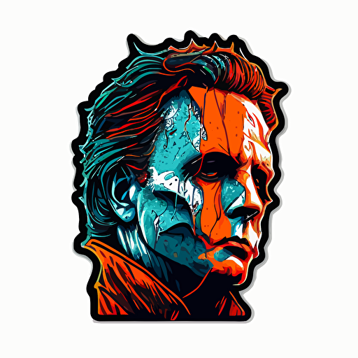 michael myers sticker, vector, vivid color