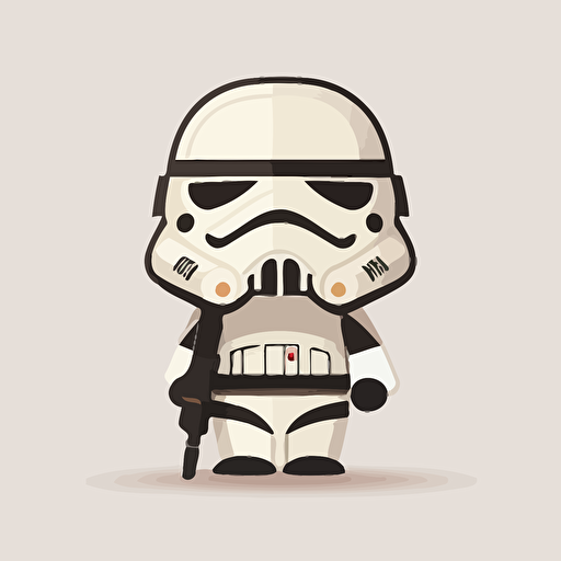 A female stormtrooper, goofy looking, smiling, minimalistic, flat light, white background, vector art , pixar style