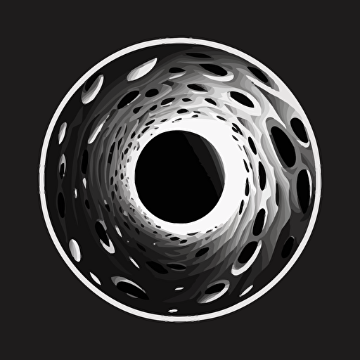 flat vector logo design of a black hole, black and white
