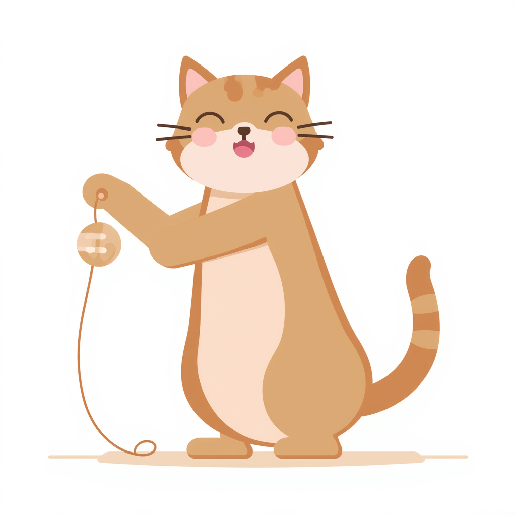 cat with a ball on a string