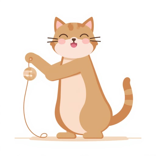 cat with a ball on a string