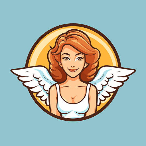 a female angel, vector logo, vector art, emblem, simple, cartoon, 2d