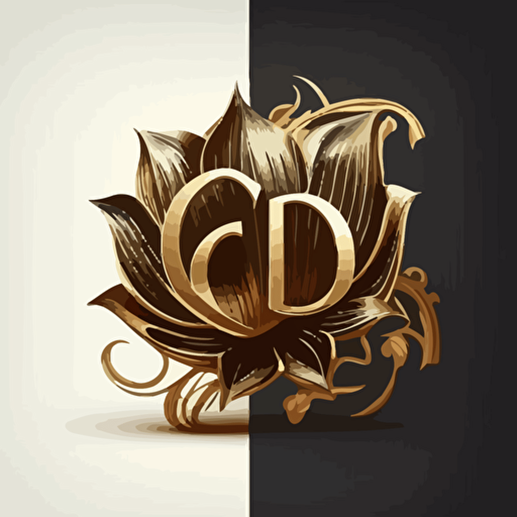 Vector logo with lotus flower and and the letter CG in Gold
