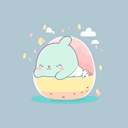 flat vector illustration, baby core, cute bunny, in style of sanrio