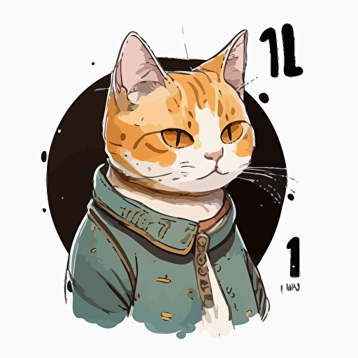 ilustración de personaje de dibujos animados de gato lindo de pelo corto europeo de cabeza grande, con el numero 13 en la cabeza o en un collar, en estilo de arte BAYC NFT, imagen de exhibición de arte NFT, estilo ciberpunk, ropa de hip hop, ilustración de vector plano simple, mascota de juego, repito el numero debe ser el 13 TRECE en la cabeza o en un collar