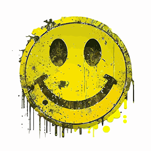 old schoolacid rave smiley face, yellow on whte backround, acid house, 303, techno, vector, hd, high res