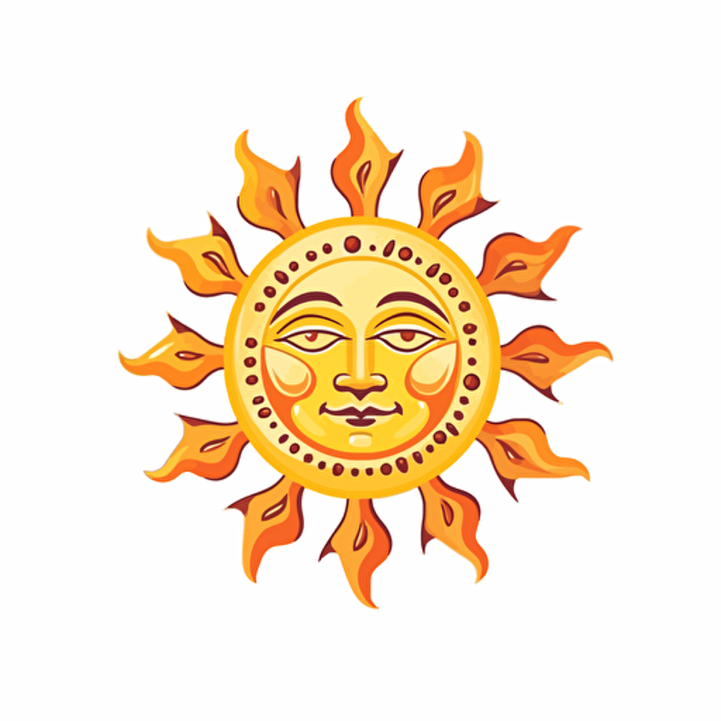 flat vector illustration of the sun a white background