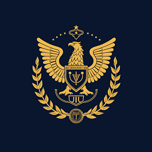 Minimalist vector logo for Unigov, The United Governments, One World Government, Navy and gold colors