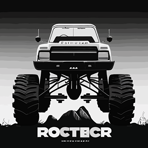 minimal vector russian propoganda poster of a ford f150 Big Foot monster truck promotional poster, black and white