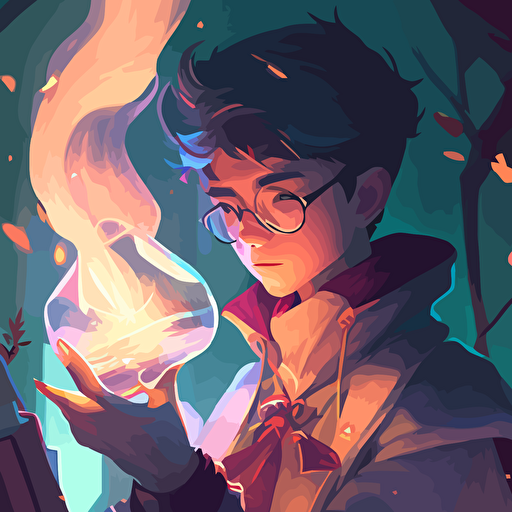young wizard casting a spell, Cel shaded vector art by lois van baarle, artgerm, Helen huang, by makoto shinkai and ilya kuvshinov, rossdraws, illustration