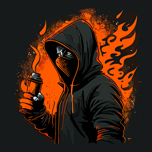 hooligan holding a flare orange black hoodie balaclava vector