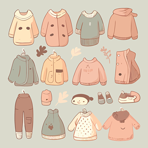 vector, cute, soft color, clothes
