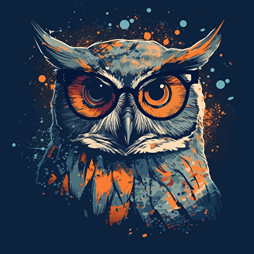 Owl, Vector art, illustration, Simple, 2D, Glasses, stylish