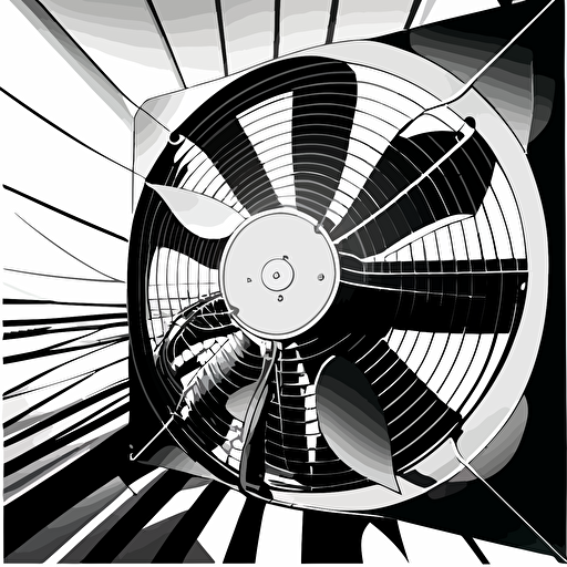 digital line vector drawing of cooling fan