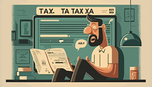 Create an Ultra HD flat vector concept illustration on the topic "What do I do if I can't pay my tax bill?". Provide an attractive visualization for what the article will be about,