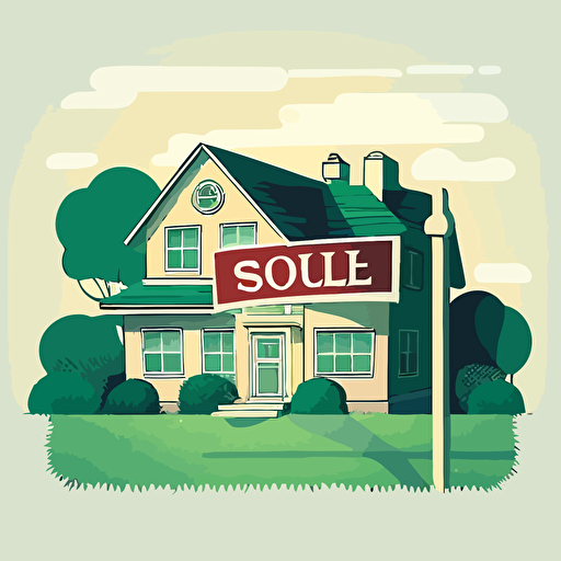 vector image, real estate, sold sign, soft illustration