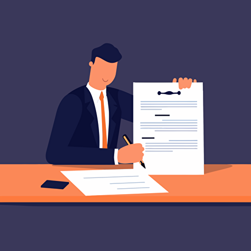 flat vector ilustration of a man signing a contract