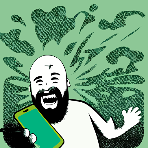 background image, for contact page, vector art, happy person call with his smartphone