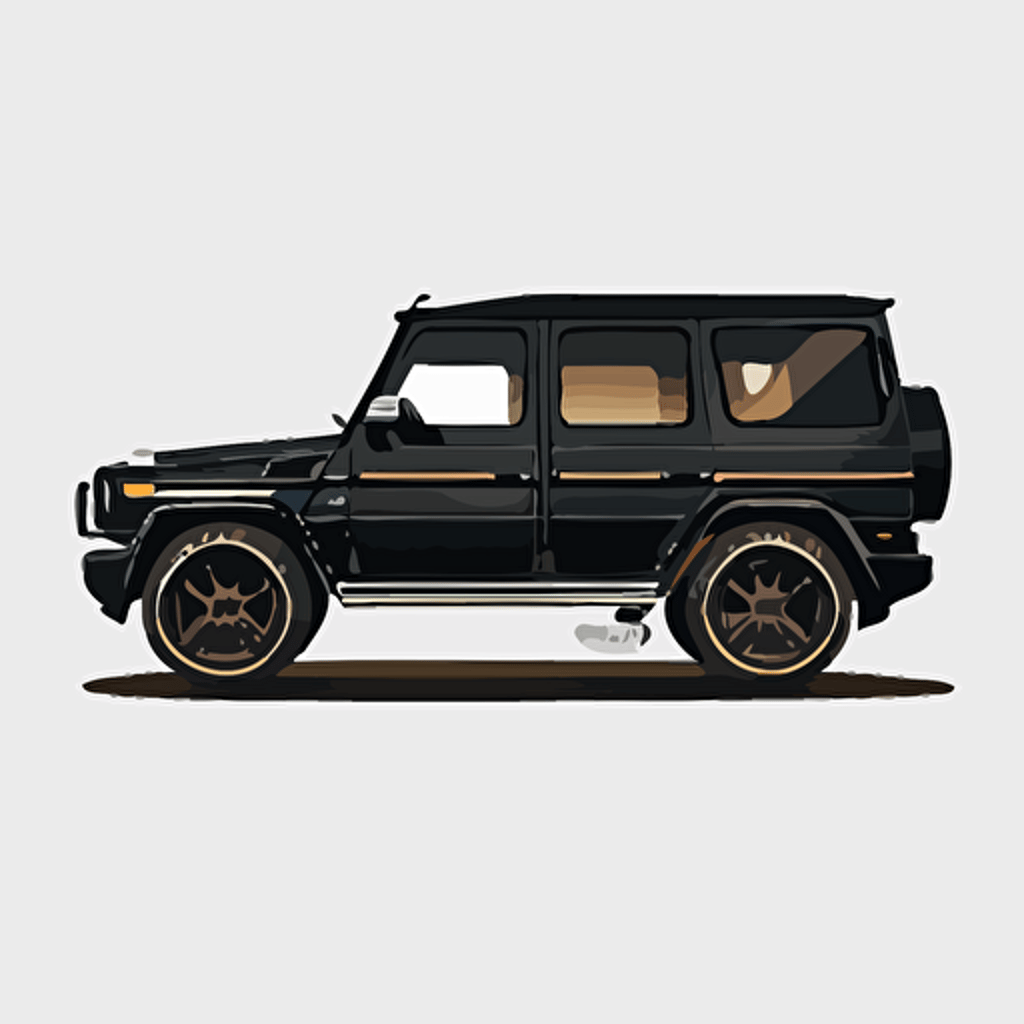 black mercedes g wagon illustration in gta san andreas style isolated on white background, vector, logo, full hd